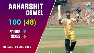 Aakarshit Gomel Batting | Hundred in DY Patil T20 Cup 2020 | TennisCricket.in