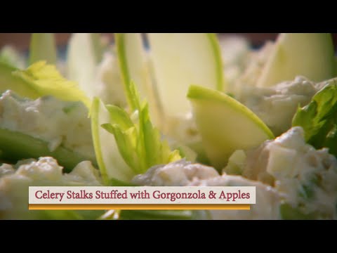 Celery Stalks stuffed with Gorgonzola and Apples.