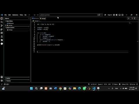 Python Dsa Find Second Largest Number Without Sort Easy Beginner Tutorial
