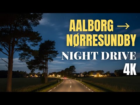 Aalborg to Nørresundby 4K Night Drive | Limfjordsbroen Bridge & Nordjylland Countryside