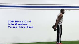 2DB Bicep Curl into Overhead Tricep Kick Back