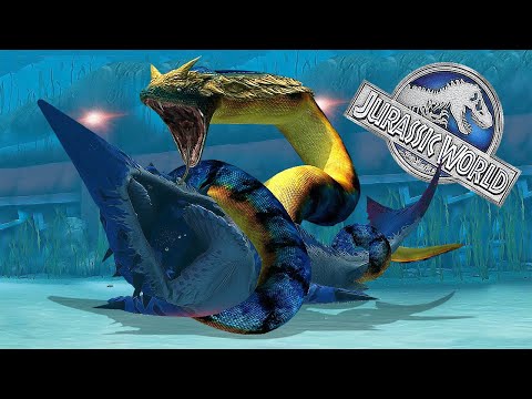 THE GIANT PREHISTORIC SNAKE TITANOBOA VS HELICOPRION - AQUATIC TOURNAMENT || JURASSIC WORLD THE GAME