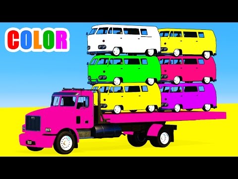 COLOR BUS on Truck & Spiderman Cars Cartoon for kids with Superheroes for babies! Video