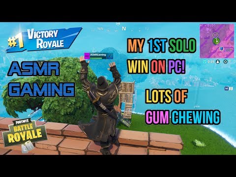 asmr gaming fortnite my 1st solo win on pc gum chewing controller sounds whispering - asmr fortnite gum chewing