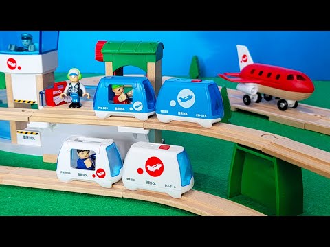 BRIO Wooden Trains Airport with Monorail, Cargo Trains, Planes and Helicopters