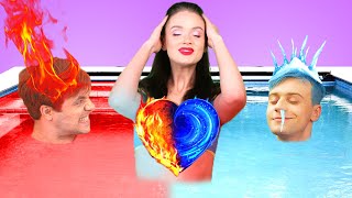 HOT vs COLD Challenge! BOY ON FIRE vs ICY BOY || Red vs Blue Challenge by KABOOM!