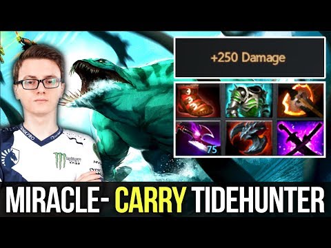 Miracle- WTF?! Carry Tidehunter LVL 25 Talent Tree +250DMG - Dota 2