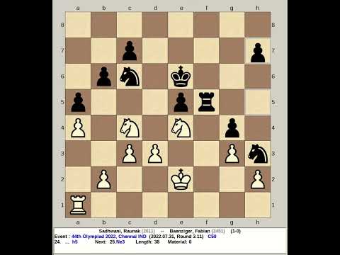 Sadhwani, Raunak vs Baenziger, Fabian | 44th Chess Olympiad 2022, Chennai India
