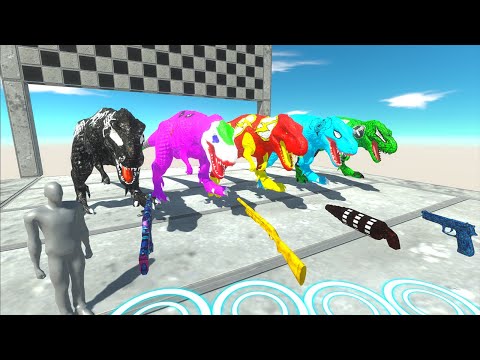 ALL T-REX VENOM MARVEL CLIMBING FPS RESCUE CHALLENGE - Animal Revolt Battle Simulator