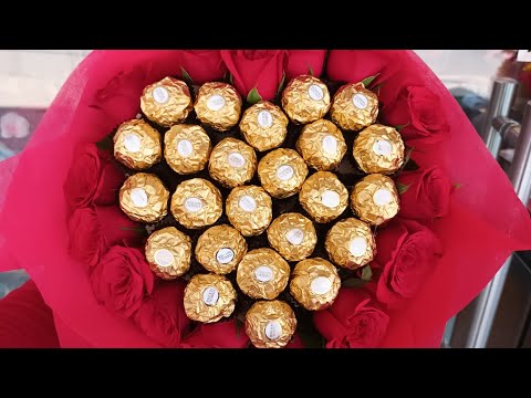heart shape chocolate bouquet #chocolatebouquet #rocher