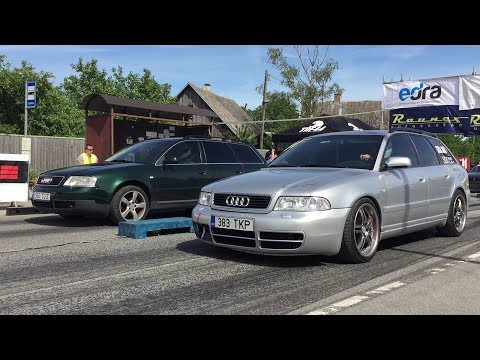Audi S4 B5 Quattro 2.7BiT vs Audi A6 C5 2.8 Quattro 1/8 mile drag race