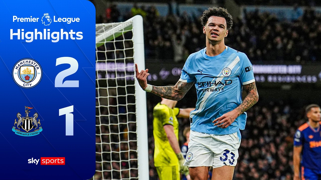 Man City two points behind leaders Arsenal | Man City 2-1 Newcastle | Premier League Highlights