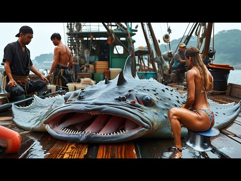 Amazing biggest fishing line to catch giant Halibut - Catch amazing big Halibut in the sea