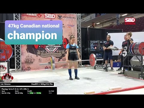 Canadian national champion in the 47kg class Simone Lai is going to worlds with a 381kg total.