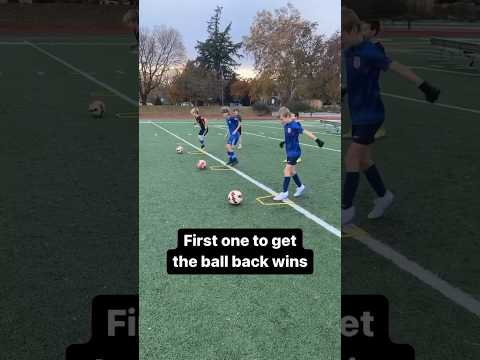 Fun Soccer Relay Race with a partner, dribbling, passing, and control drill