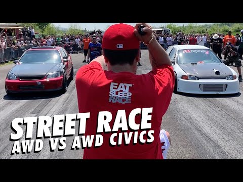 Street Race: AWD Honda Civic Coupe vs Hatch