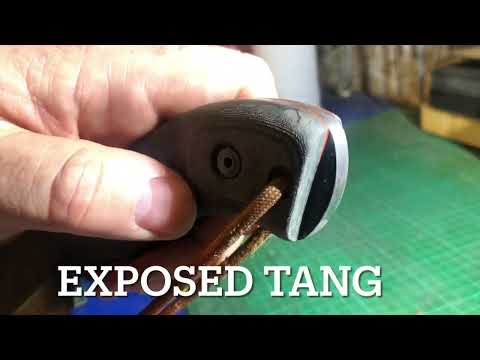 Tom Brown Tracker knife exposed tang mod in use