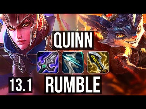 QUINN vs RUMBLE (TOP) | Rank 3 Quinn, 15/1/3, Legendary, 600+ games | KR Grandmaster | 13.1