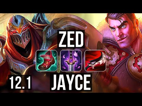 ZED vs JAYCE (MID) | 11/0/4, 1.9M mastery, 6 solo kills, Legendary, 300+ games | NA Master | 12.1