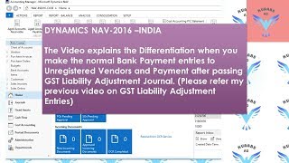 GST LIABILITY ADJUSTMENT - IMPACTS ON  PAYMENTS-DYNAMICS NAV-2016 IN