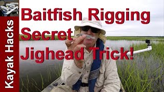 How to Rig Mullet or Baitfish for Bait - Secret Jighead Trick!
