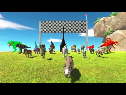 SPEED RACE ALL DINOSAURS AND ANIMALS CROSS THE DANGEROUS BRIDGE - Animal Revolt Battle Simulator