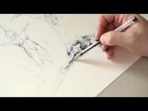 Miroslav Pecho - Burning of witches ink drawing