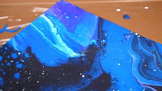 Acrylic pouring night sky - 6 colors painting - fluidcomet