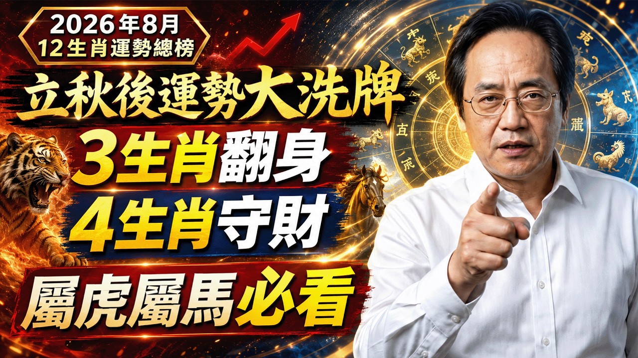 倪海廈：8月立秋十二生肖大洗牌！3生肖翻身、4生肖守財，屬虎屬馬必看，保你2026下半年翻天覆地 #倪海廈 #黃帝內經 #養生 #國學 #易經 #開運 #招財 #補財庫 #中醫 #風水 #2026運勢