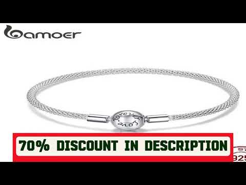 A must-have product! BAMOER 925 Sterling Silver Classic Love Forever Snake Chain Bracelets for Wom