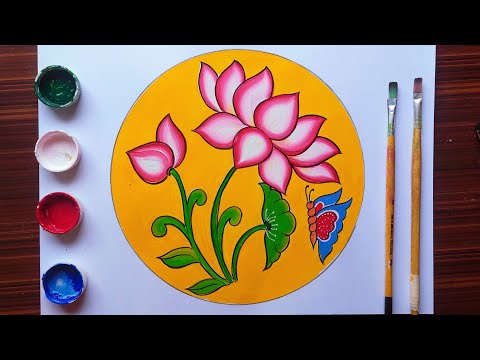 kamal ka phool kaise paint karen, how to draw & pent lotus flower step by step |lotus|