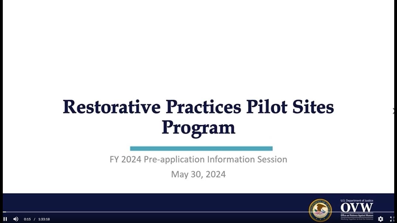 OVW Fiscal Year 2024 Restorative Practices Pilot Sites Program Pre-Application Information Session