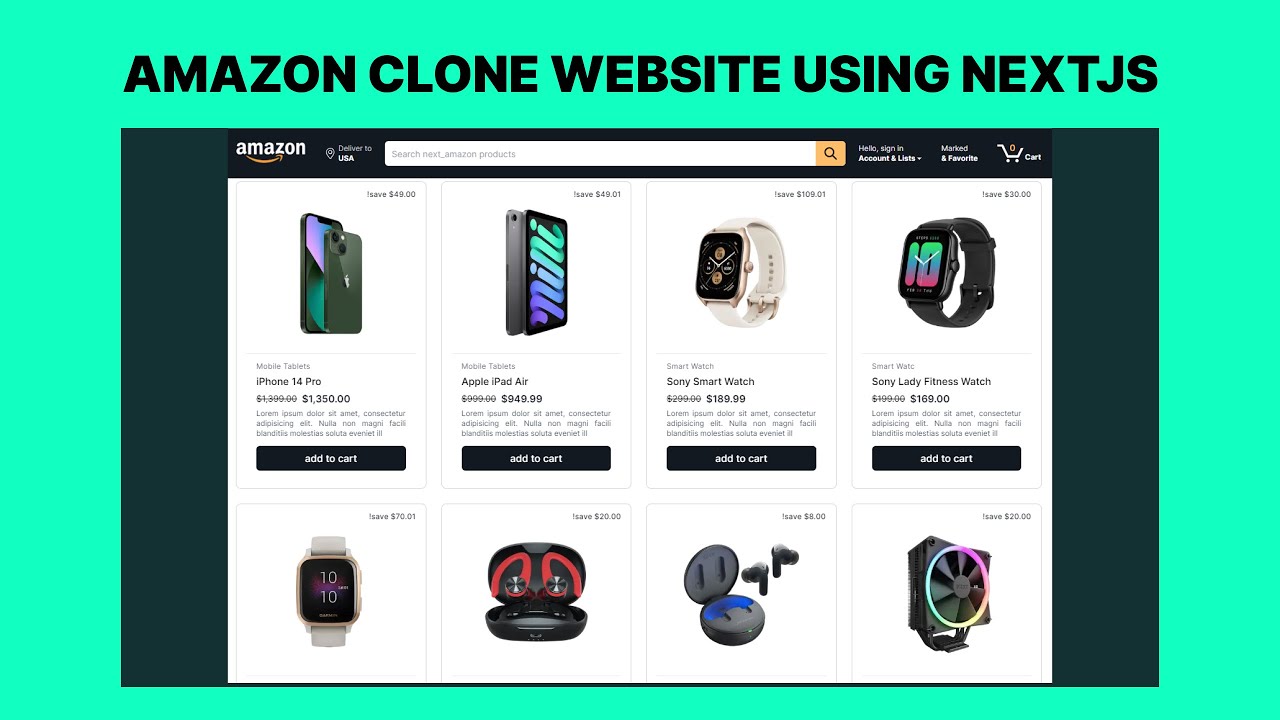Amazon clone website using Nextjs, Stripejs, Stripe webhooks, Tailwindcss, Redux-toolkit | Free code