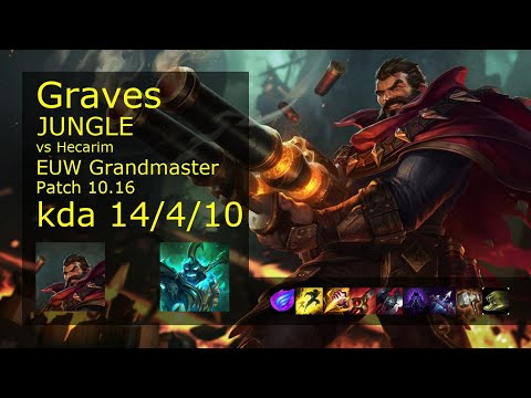 Graves vs Hecarim Jungle - EUW Grandmaster 14/4/10 Patch 10.16 Gameplay
