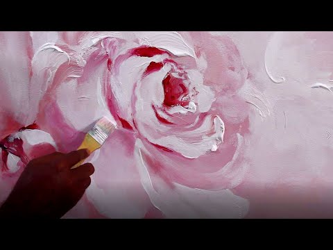 How To Paint Large Flowers Painting In Acrylic On Canvas | Rose Acrylic Tutorial | Shahanoor Mamun