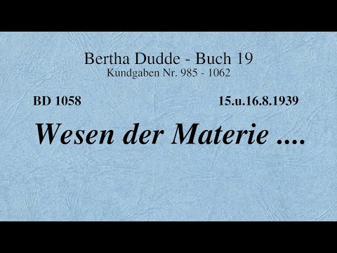 BD 1058 - WESEN DER MATERIE ....
