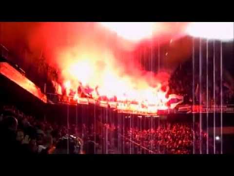 SCHALKE 04 ULTRAS Pyroshow at Basel (Ultras GE, Schalke 04 Supporters)