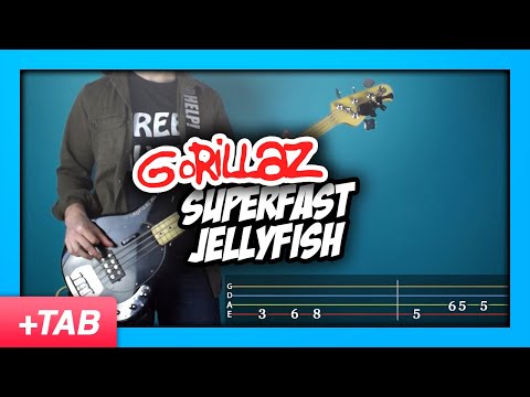 Gorillaz - Superfast Jellyfish | Bass Cover with Play Along Tabs
