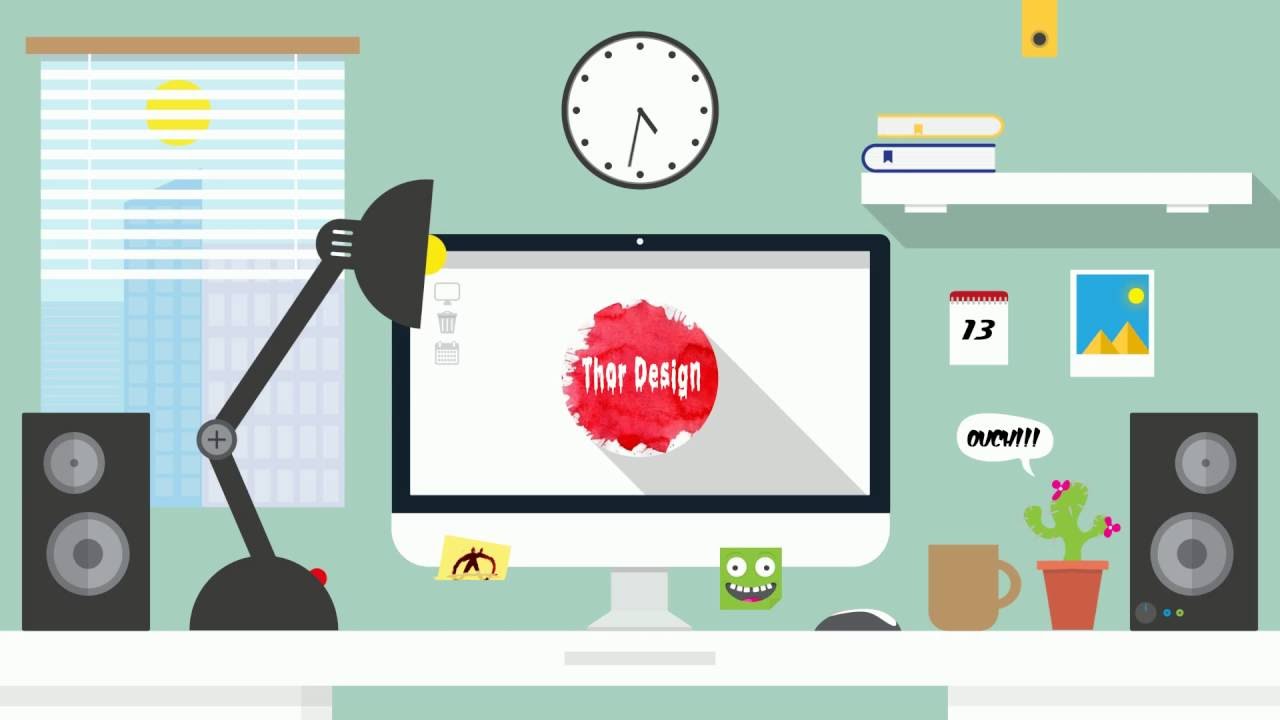 vector flat home office cartoon after effect 2d flat motion graphic animation