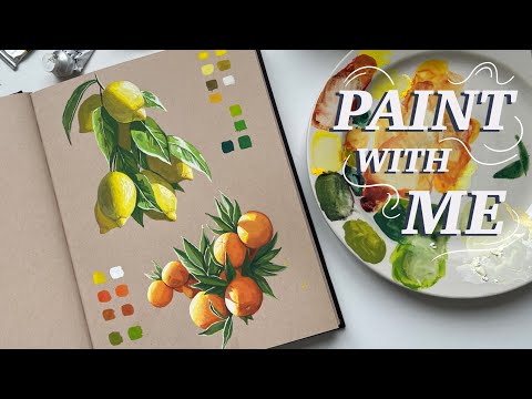 how to paint vibrant fruit with three colors ???? gouache