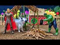 DIY How To Make Cow Shed House Of Animals Horse House Cow Shed Mini Hand Pump Woodwork 16