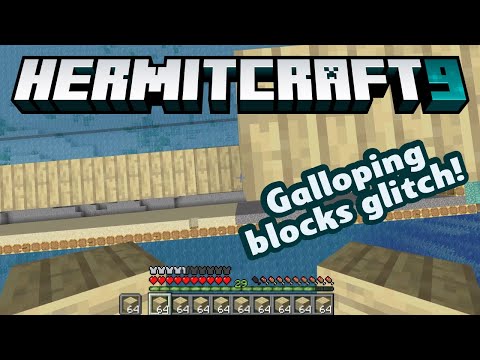 HermitCraft 9 ep 23! Galloping Blocks glitch! Super fast linear block placement!