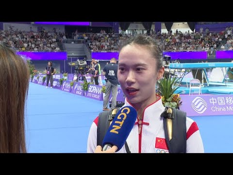 Team China wins gold and silver in women's individual trampoline
