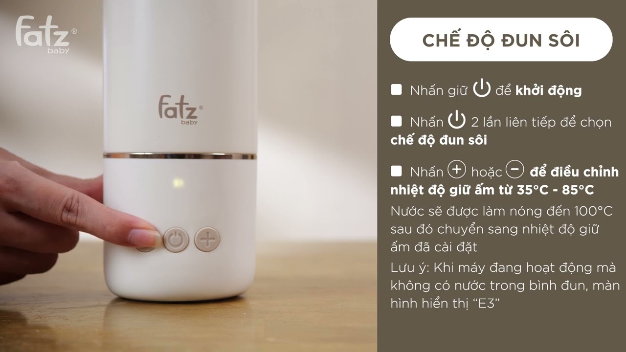Bình đun và hâm nước pha sữa di động Fatzbaby Mini Smart 16 Plus FB3808BN