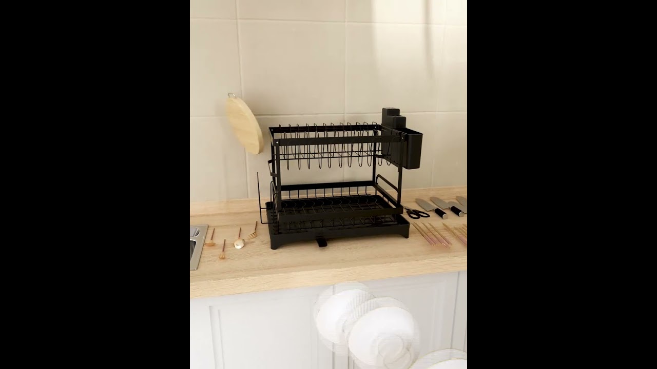 1 Set Dish Rack, 2 Tier Dish Drying Rack,