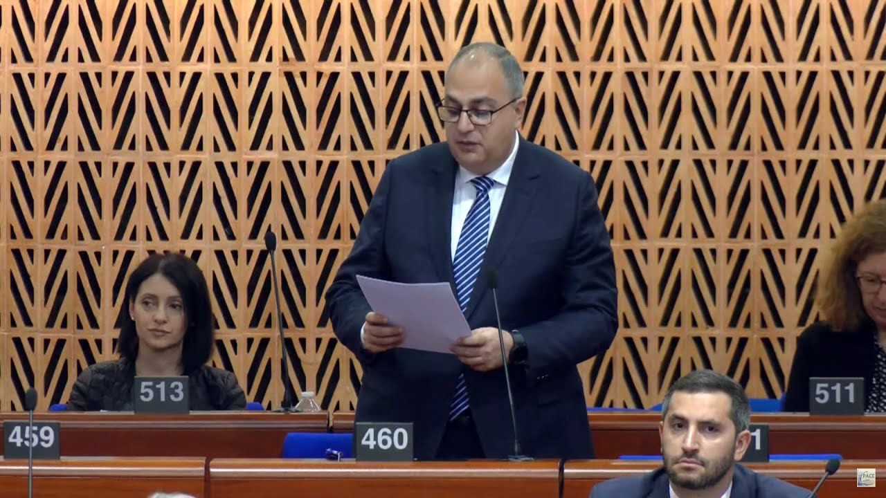 Vladimir Vardanyan gives a speech at PACE Annual Session