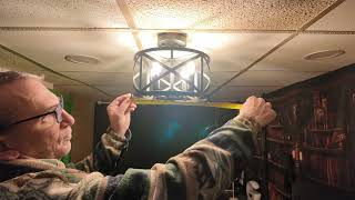 Matane Semi Flush Mount Ceiling Light, 4-Light 12inch Farmhouse Modern Light Fixture with X-Shape