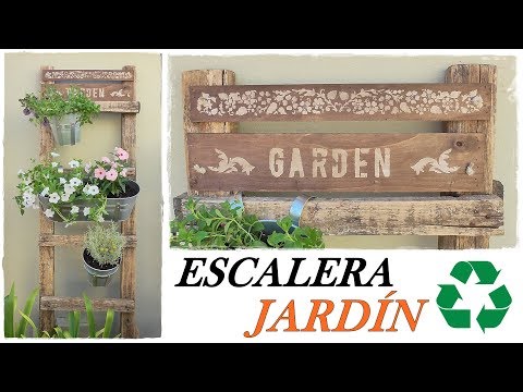 Como hacer un jardín vertical reciclando una vieja escalera de madera