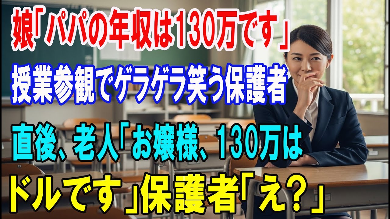 【朗読スカッと人気動画まとめ】エリート小学校の授業参観の発表で娘「パパの年収は130万円です」→?