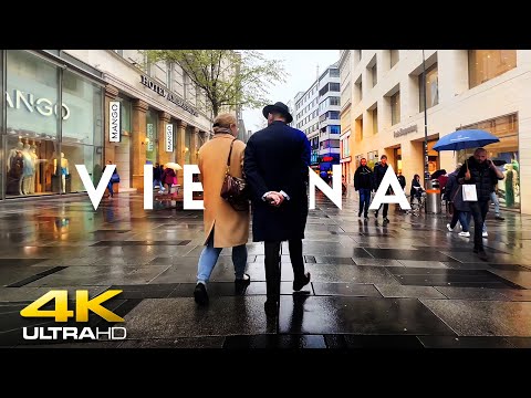 VIENNA IN THE RAIN \\ 30 minutes walk to the heart of the city center on a moody rainy day, ASMR
